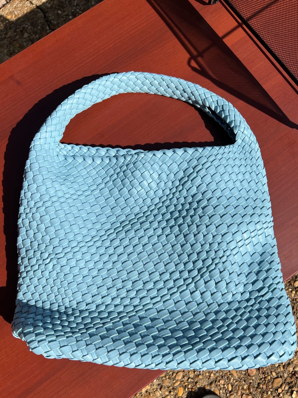 Blue Woven Leather Purse